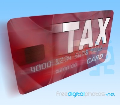 Tax On Credit Debit Card Flying Shows Taxes Return Irs Stock Image