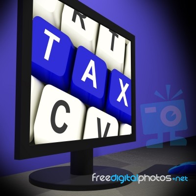 Tax On Monitor Showing Taxation Stock Image