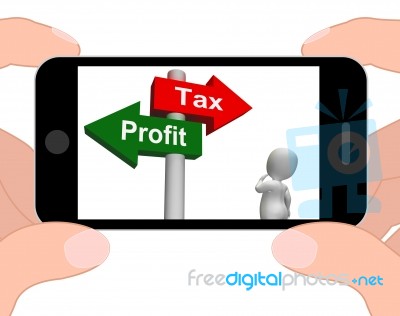 Tax Or Profit Signpost Displays Account Taxation Or Profits Stock Image