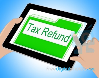 Tax Refund Shows Refunding Paid Taxes Online 3d Illustration Stock Image