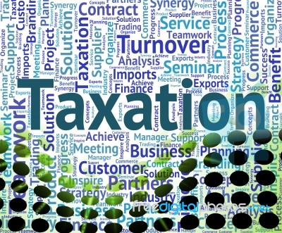 Taxation Word Indicates Wordcloud Words And Taxpayers Stock Image