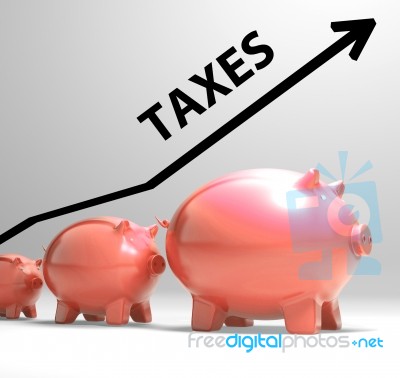 Taxes Arrow Shows Higher Taxation And Levies Stock Image