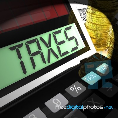 Taxes Calculated Shows Income And Business Taxation Stock Image