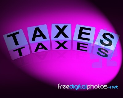 Taxes Dice Represent Duties And Taxation Documents Stock Image