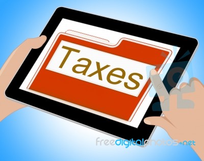 Taxes File Represents Excise Irs And Organization Tablet Stock Image