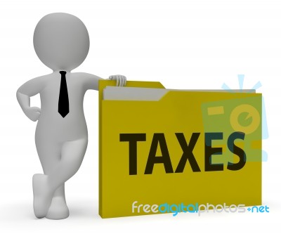 Taxes Folder Indicates Taxation Duties 3d Rendering Stock Image