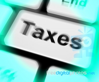 Taxes Keyboard Shows  Tax Or Taxation Stock Image