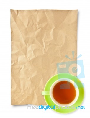 Tea Cup And Paper Stock Photo Tea Cup And Paper Stock Photo