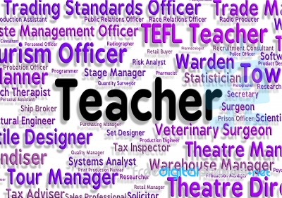 Teacher Job Meaning Word Position And Tutor Stock Image