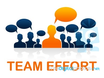 Team Effort Shows Togetherness Agreement And Together Stock Image