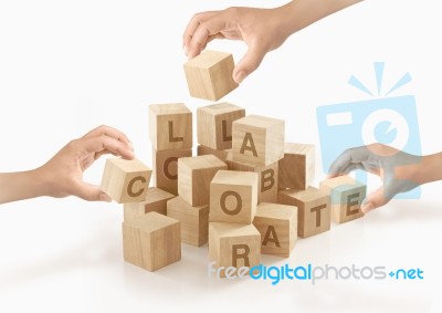 Teamwork & Collaboration Concept On Isolated Background Stock Photo