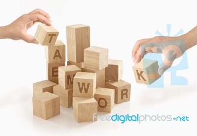 Teamwork & Collaboration Concept On Isolated Background Stock Photo