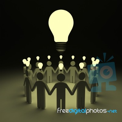 Teamwork With Idea Light Bulbs Stock Image
