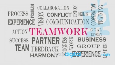 Teamwork Word Cloud Concept On Gray Background Stock Image