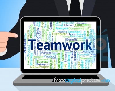Teamwork Word Means Unit Wordclouds And Organized Stock Image