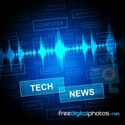 Tech News Represents Social Media And Digital Stock Image