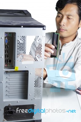 Technician Computer Stock Photo