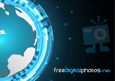 Technology Abstract World Globe Circle Background Stock Image