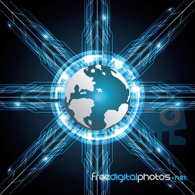 Technology Abstract World Globe Stripe Background With Copy-spac… Stock Image