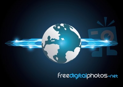 Technology Abstract World Globe Stripe Background With Copy-spac… Stock Image