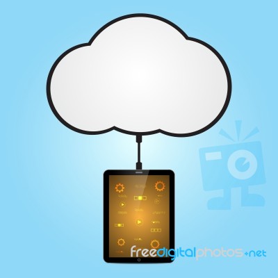 Technology Cyber Security Tablet Cloud Connect Stock Image