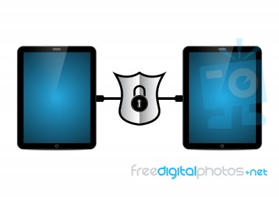 Technology Cyber Security Tablet Connect Lock Shield Stock Image