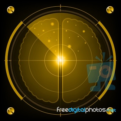 Technology Digital Future Abstract Radar Screen Human Brain Back… Stock Image