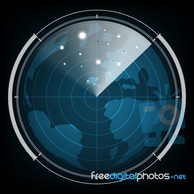 Technology Digital Future Abstract Radar Screen World Globe Back… Stock Image