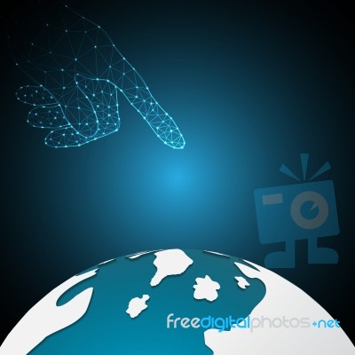 Technology Future Hand Touch World Stock Image