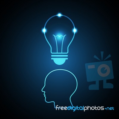 Technology Future Light Bulb Head Stock Image