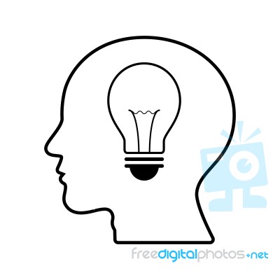 Technology Future Light Bulb Head Side View Stock Image