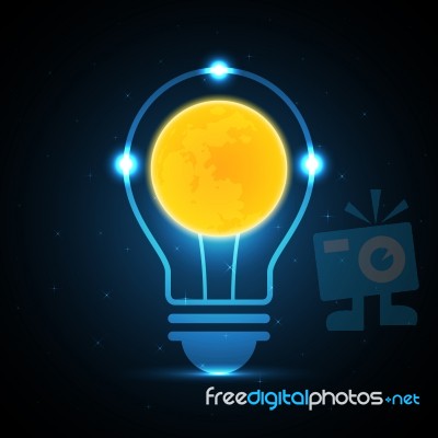 Technology Future Moon Light Bulb Stock Image