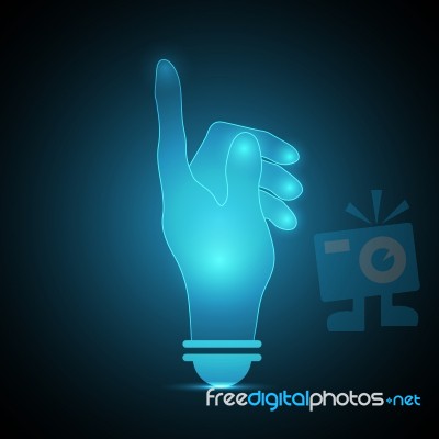 Technology Future Point Hand Light Bulb Stock Image