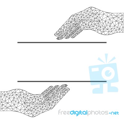 Technology Polygon Holding Hand Touch Line Stripe Stock Image