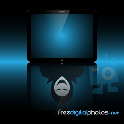Technology Security Hacker Tablet Reflect Stock Image