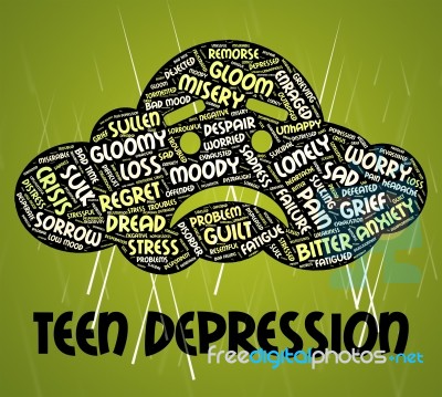Teen Depression Means Lost Hope And Anxiety Stock Image