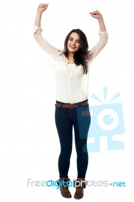 Teen Girl Dancing On The Tune Stock Photo