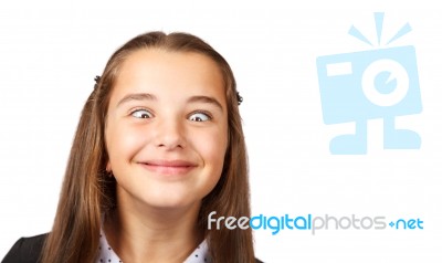 Teen Girl Making Funny Faces Fooling Around Stock Photo