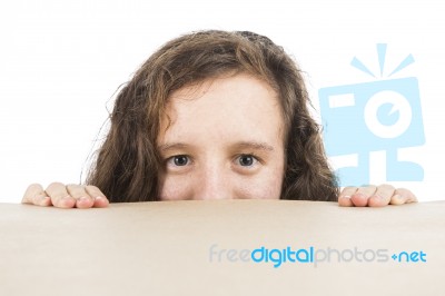 Teen Peaking Stock Photo