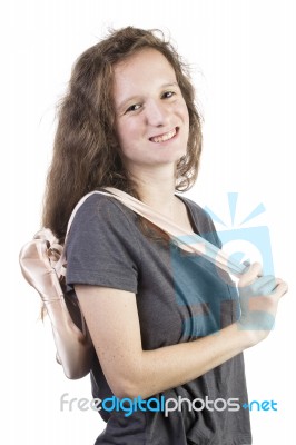 Teen With Ballet Shoes Stock Photo