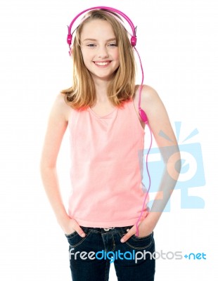 teenage Girl Enjoying Music Stock Photo