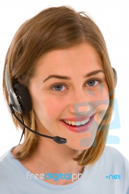 Teenage Girl Wearing Headset Stock Photo