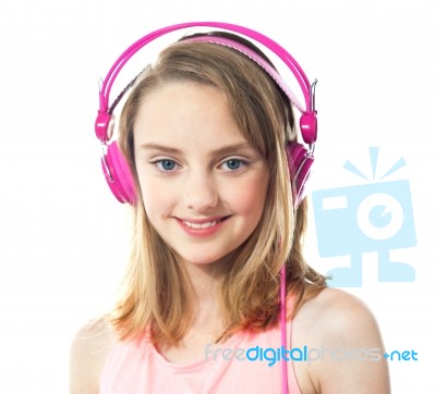 Pink headphone girl best sale