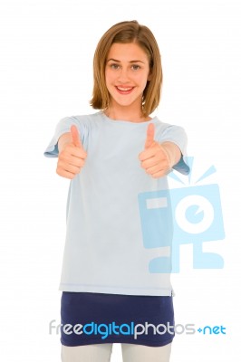 Teenage Girl With Thumbs Up Stock Photo