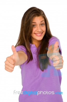 Teenage Girl With Thumbs Up Stock Photo