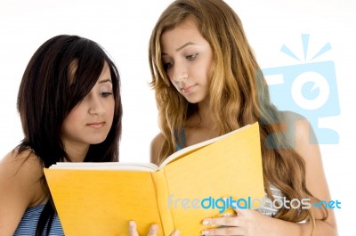 Teenage Students Studying Book Stock Photo