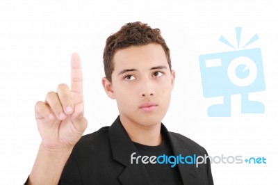 Teenager Touching On Wall Stock Photo