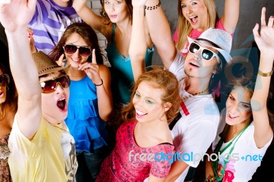 Teenagers Dancing In Night Club Stock Photo