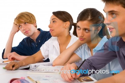 Teenagers Listening Class Stock Photo