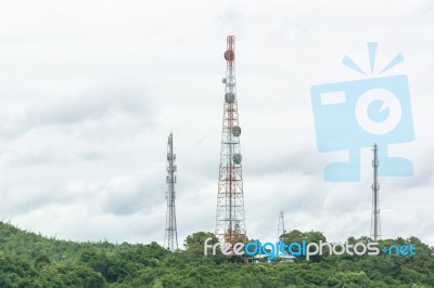 Telecommunication Antenna Tower, Radio Antenna Tower, Cellular A… Stock Photo